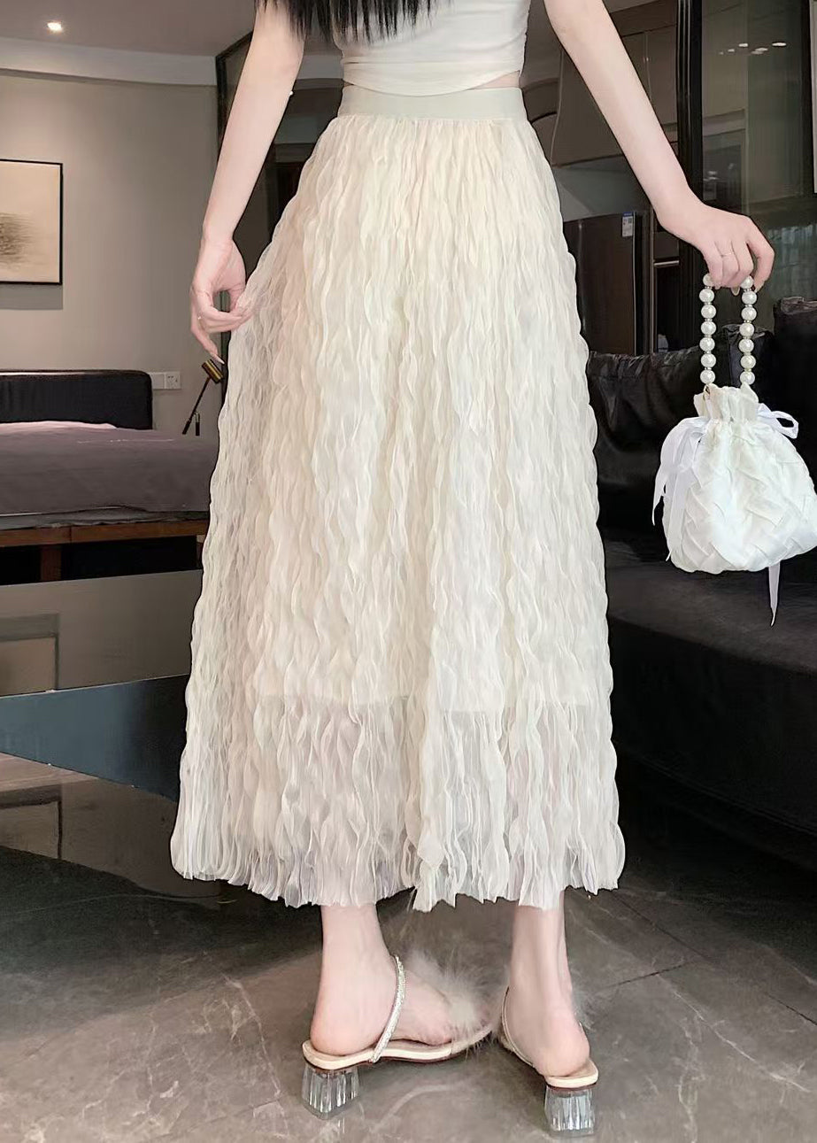 Jupes élégantes en tulle taille haute froissées grises Automne QP006