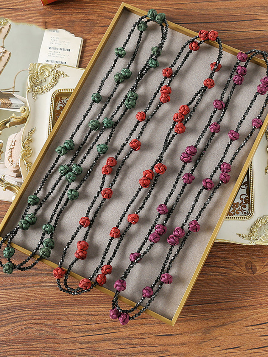 Frauen Ruyi Knoten Perlen Weben Pullover Halskette QN005