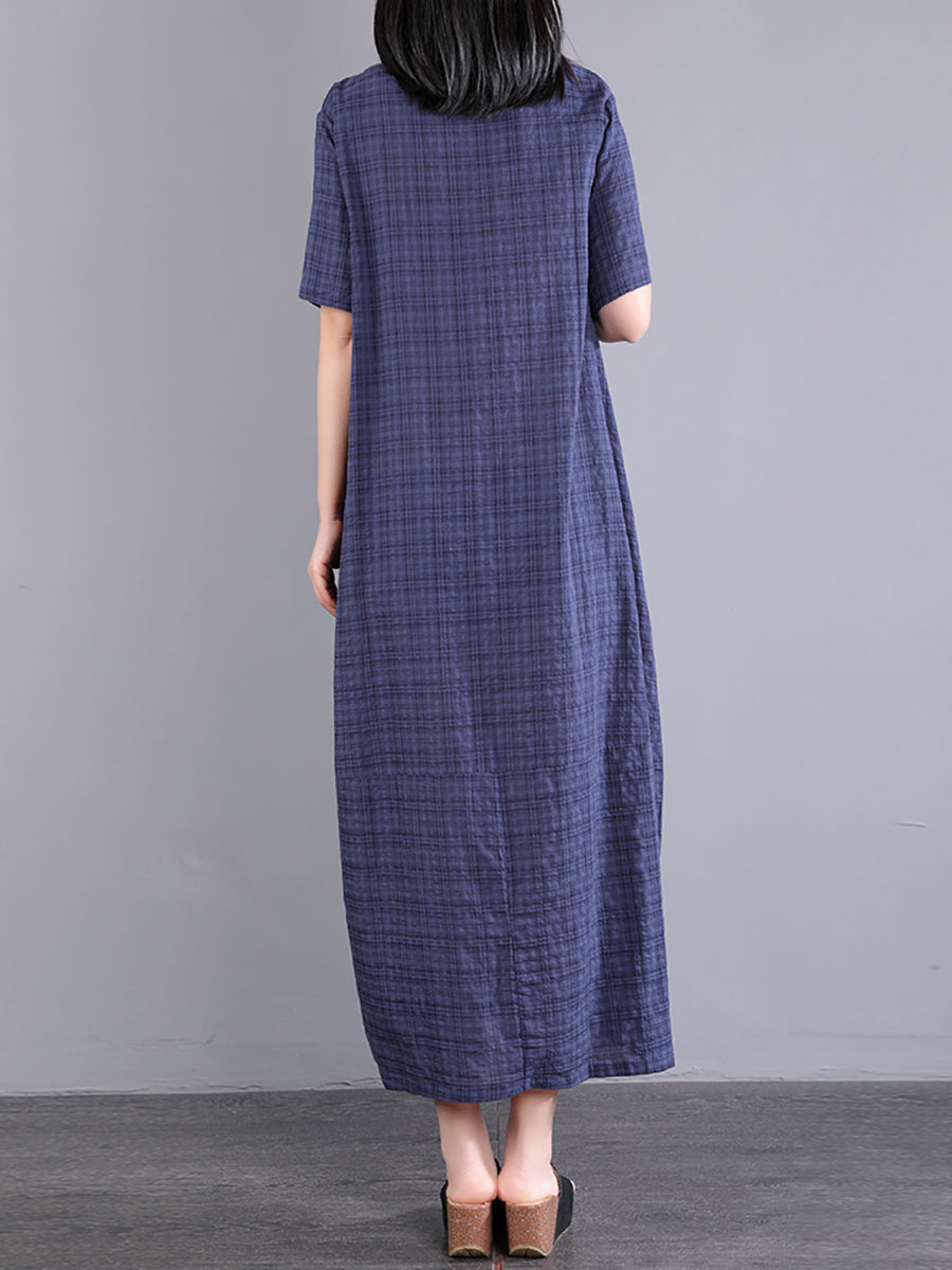 Übergröße Damen Sommer Artsy Plaid Lockeres Kleid KL1026