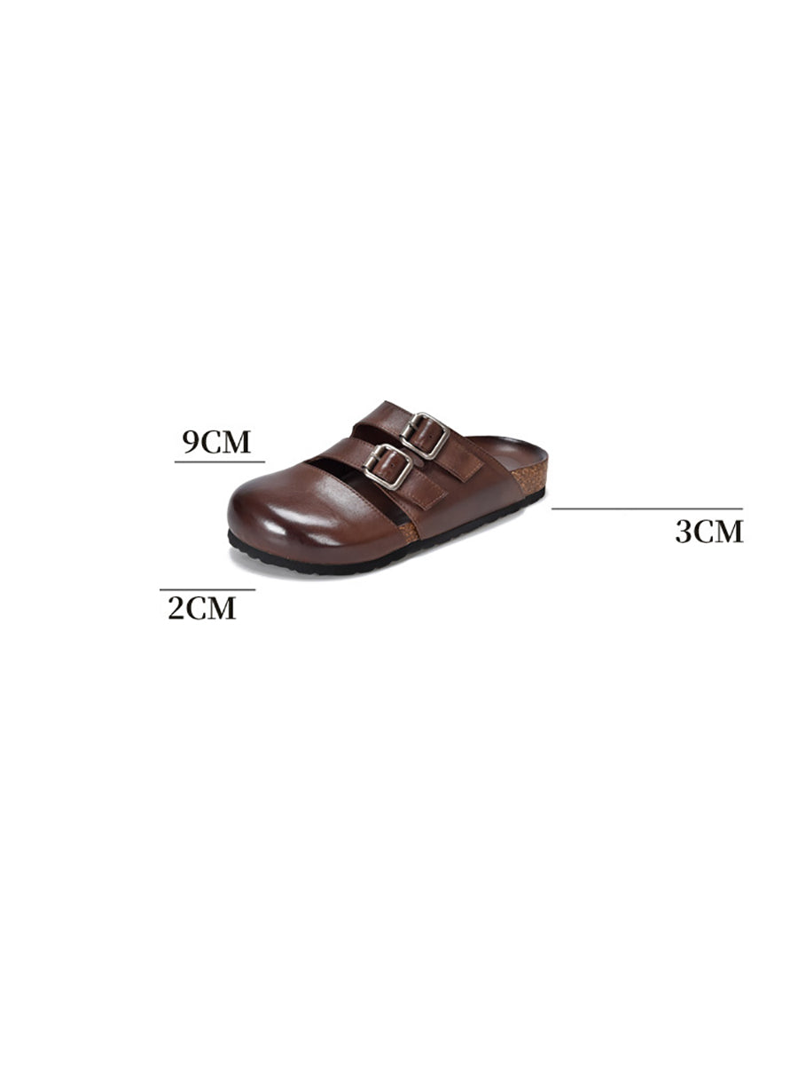 Women Summer Solid Leather Flat Birkenstock Slippers AH615
