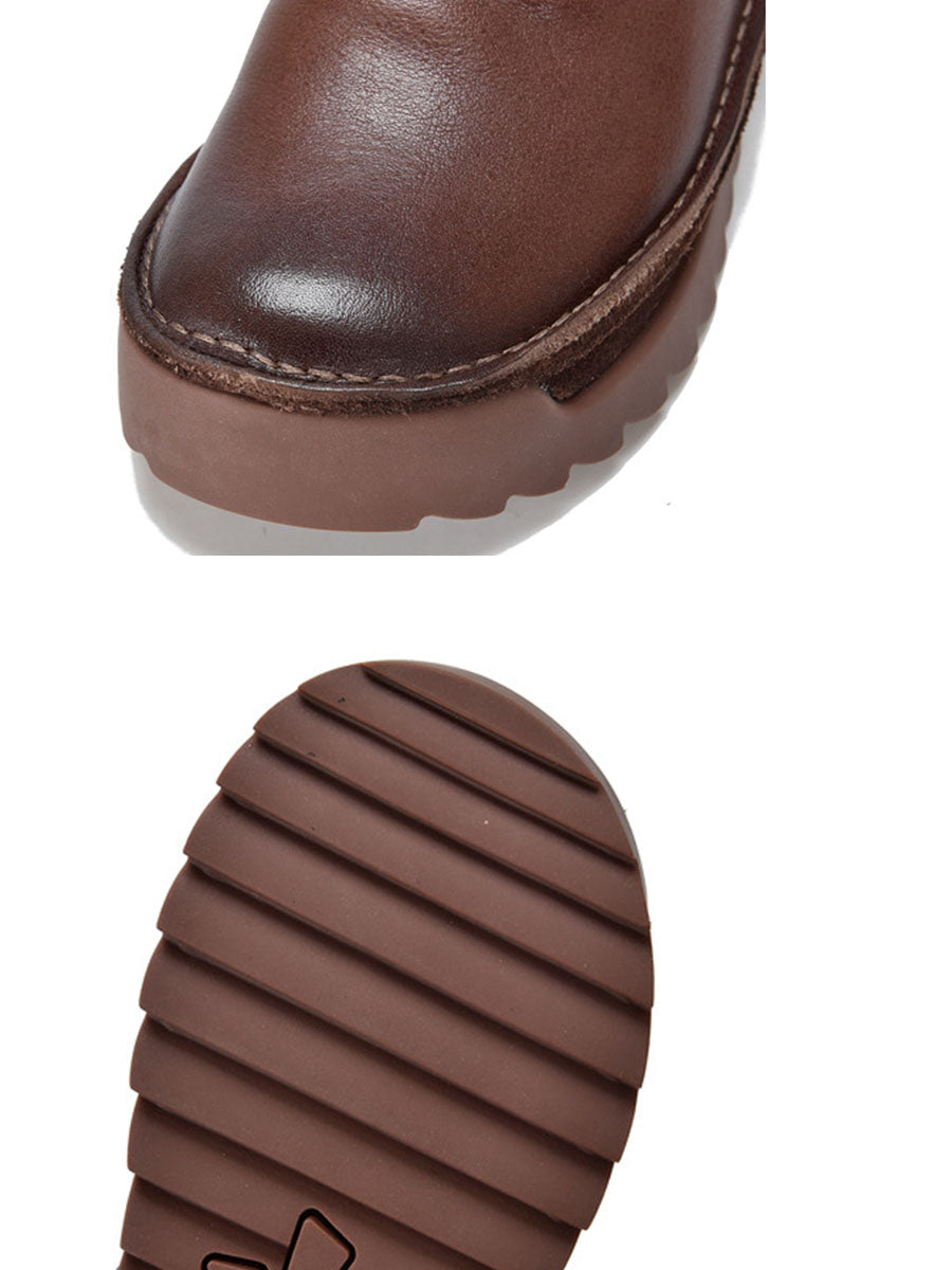 Damen Herbst Vintage Leder Gespleißte Stiefeletten BA1013