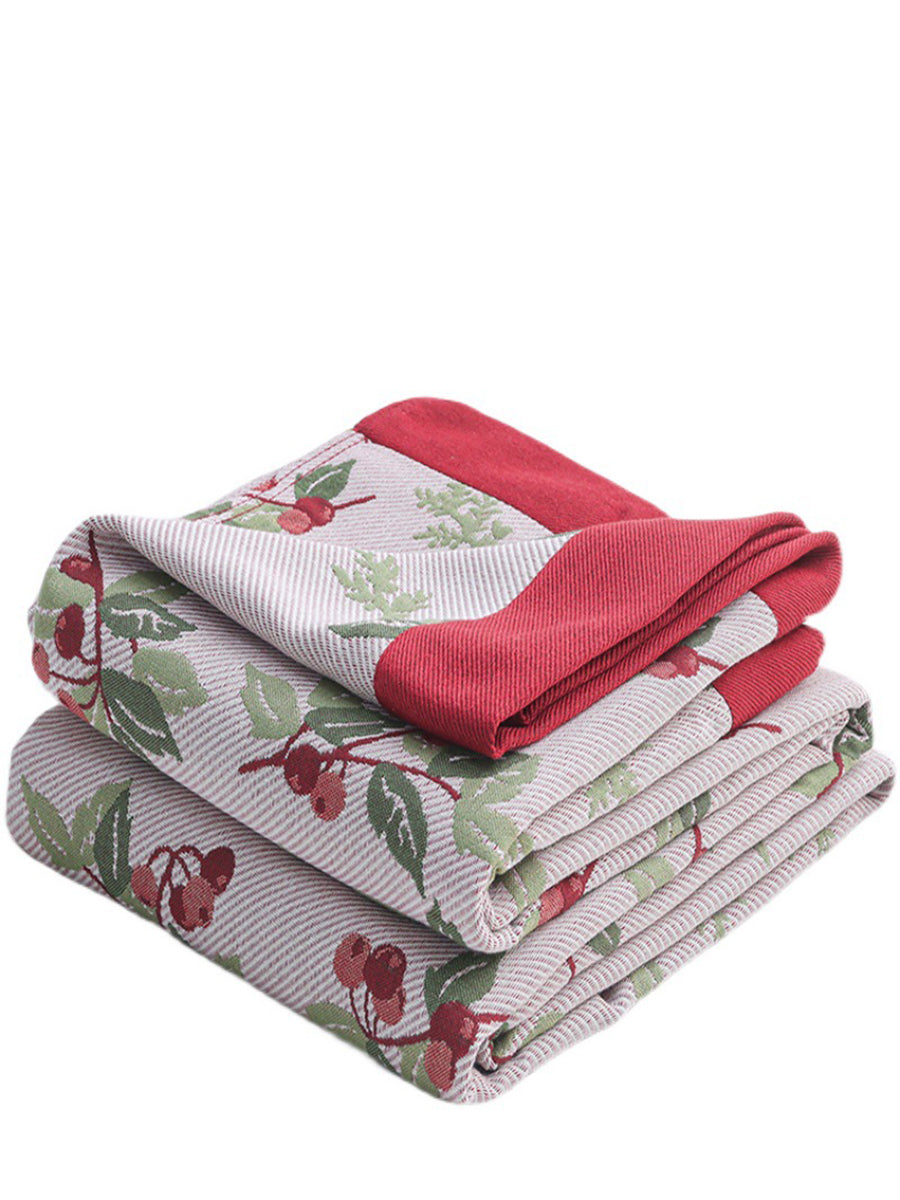 Couverture de canapé 100 % coton Jacquard Cherry pour sieste d'été WE1006