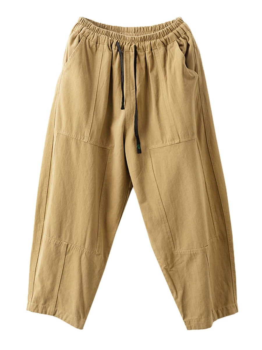 Pantalon sarouel à poches épissées solides vintage pour femmes AI1030