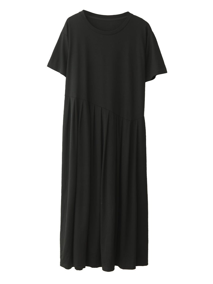 Plus Size Damen Sommer Einfarbig Lässig Baumwollkleid PA1012