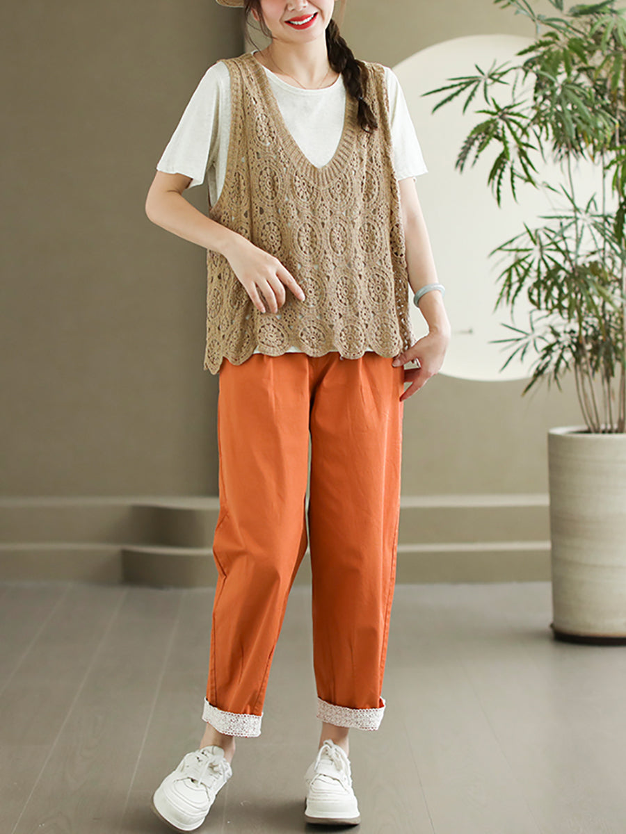 Artsy Strickweste mit V-Ausschnitt und Cutout für Damen AS1046