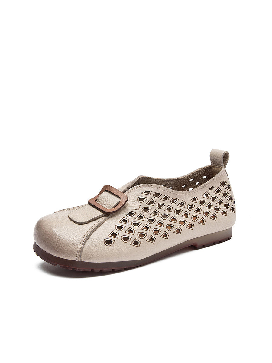 Lederschuhe Damen Gespleißt Vintage Flach Sommer