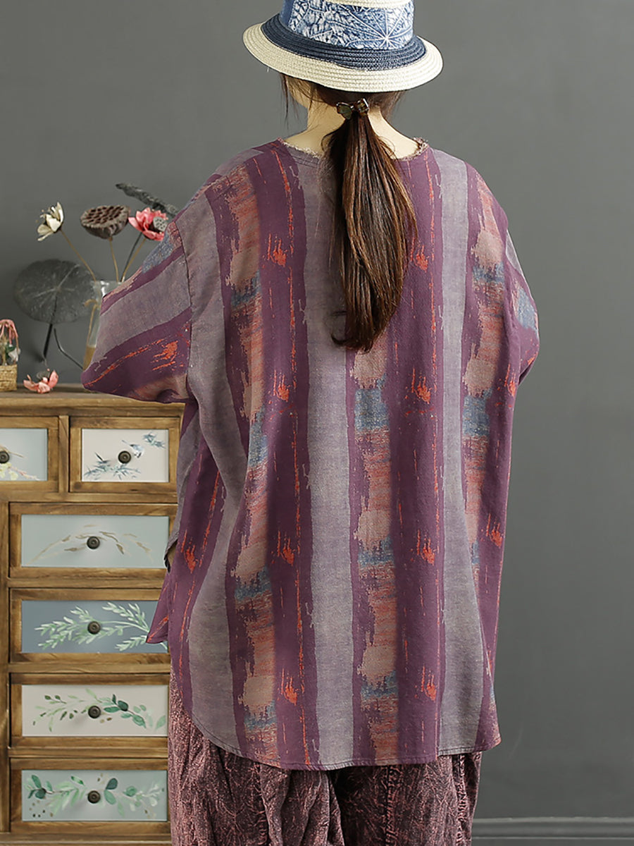 Damen Sommer Bluse aus Baumwolle mit V-Ausschnitt und Blumenmuster KL1010