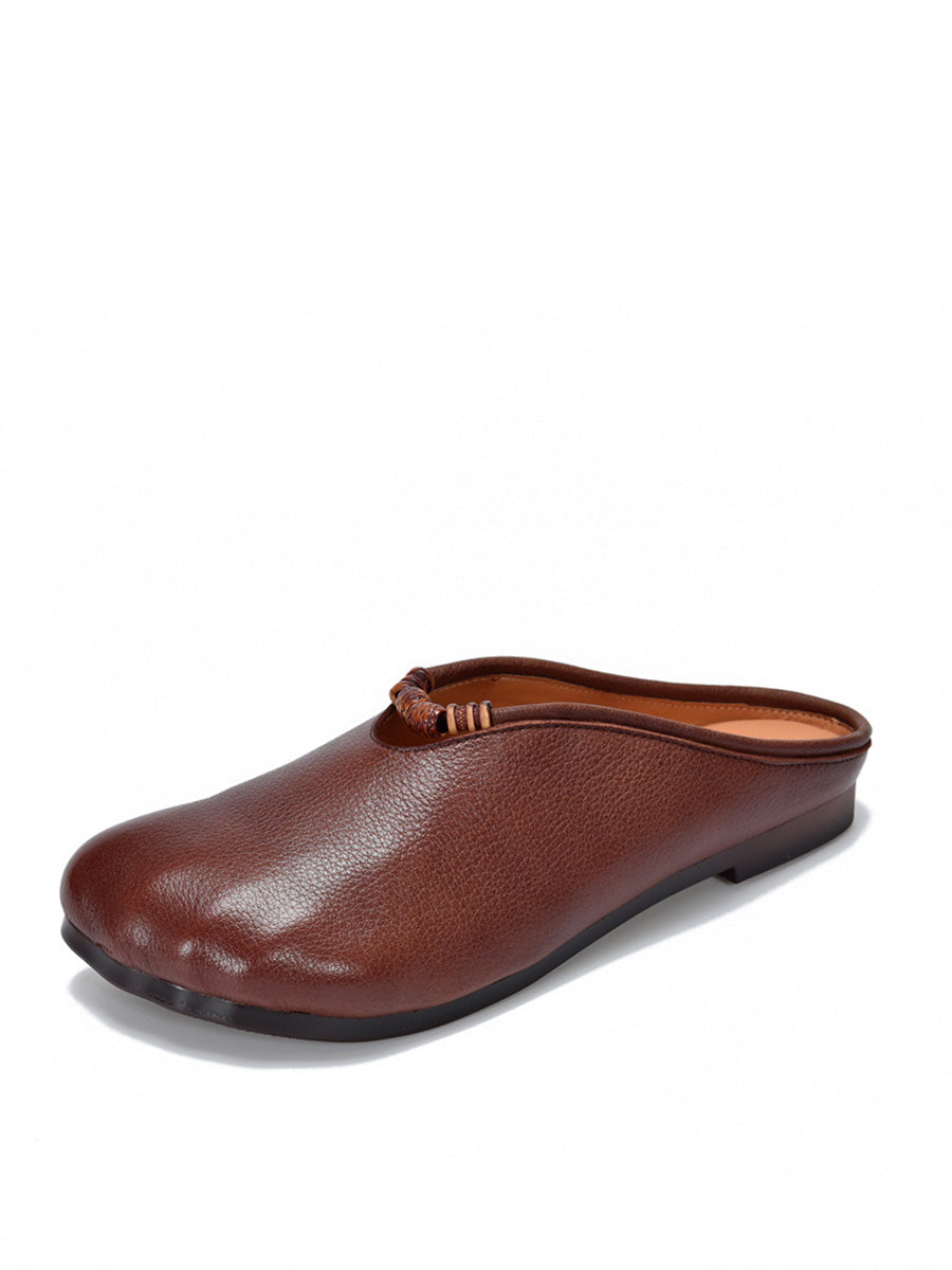 Summer Vintage Leather Soft Sandals Women
