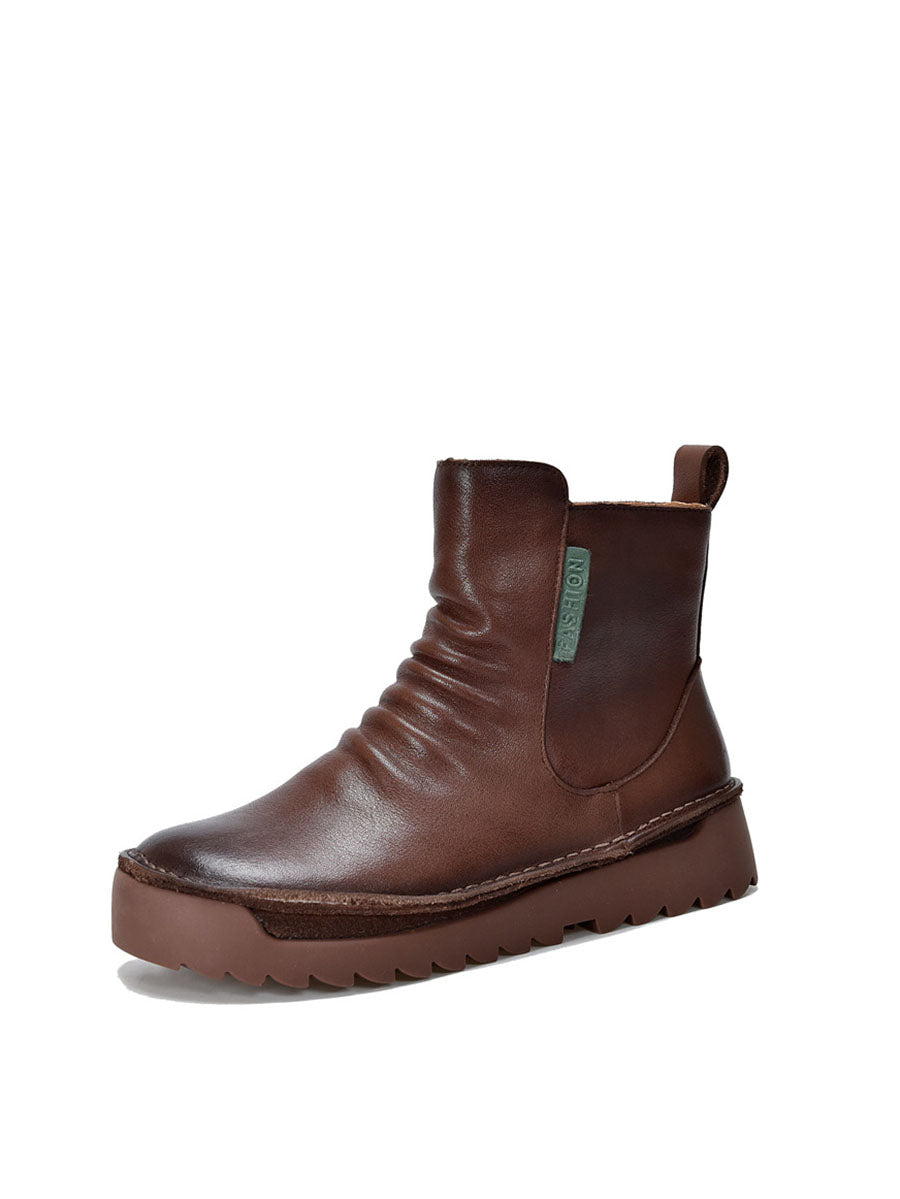 Damen Herbst Vintage Leder Gespleißte Stiefeletten BA1013