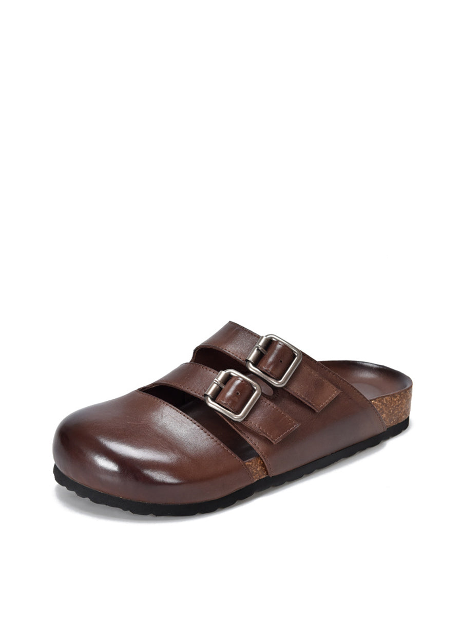 Women Summer Solid Leather Flat Birkenstock Slippers AH615