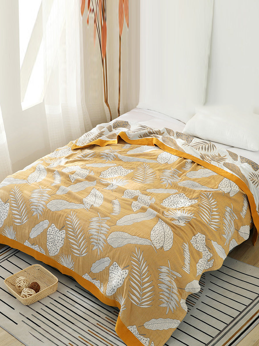 5Layer Cotton Summer Nap Leaf Jacquard Sofa Blanket TY1011