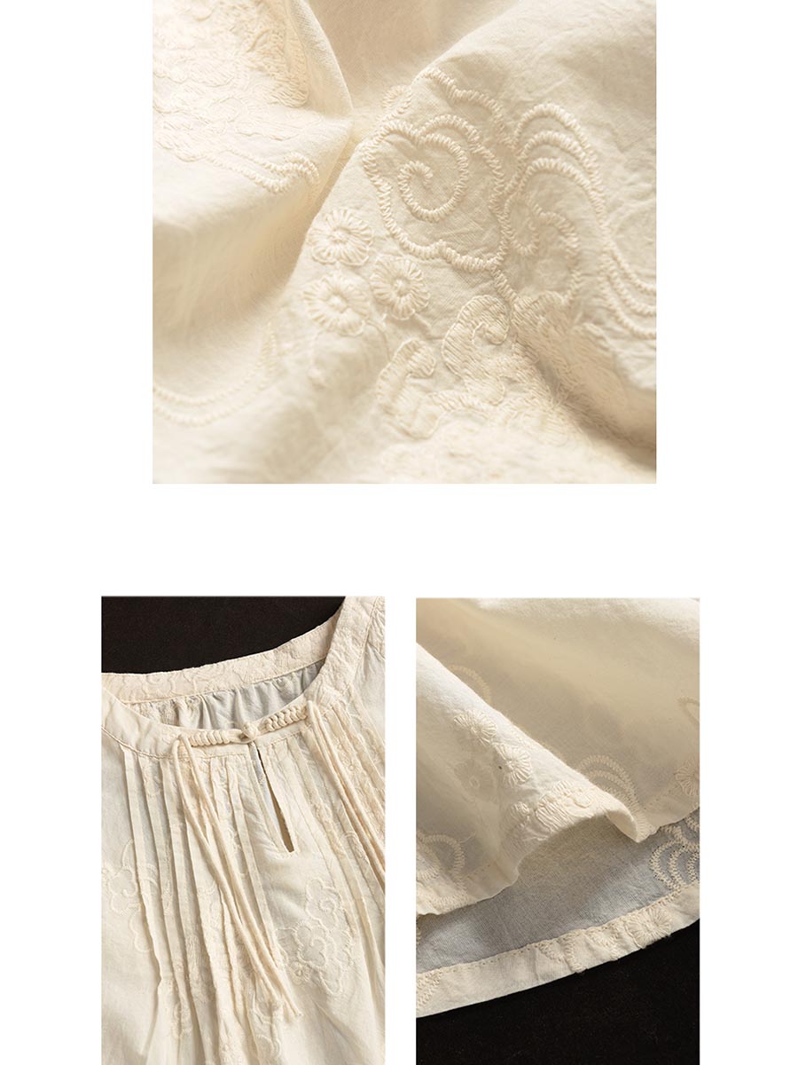 Chemise ample en coton froncé à motif jacquard uni pour femme XX1018