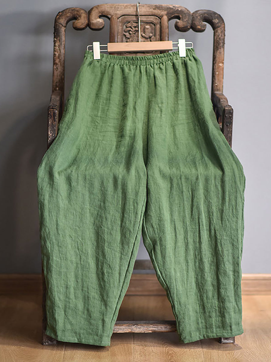 Damen Vintage Frühling Leinen Haremshose FD040
