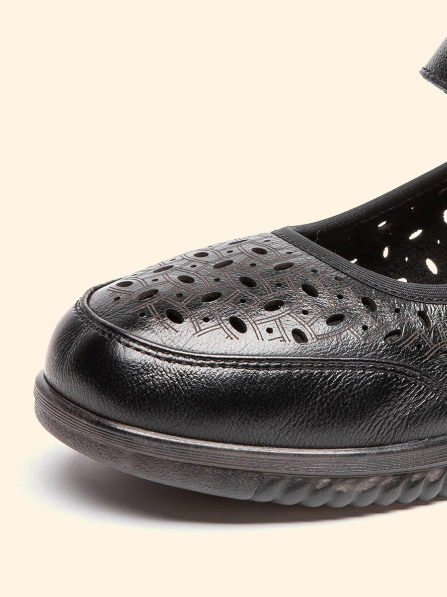 Women Summer Casaul Leather Cutout Low-Heel Shoes TY1040