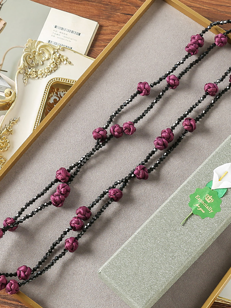 Frauen Ruyi Knoten Perlen Weben Pullover Halskette QN005