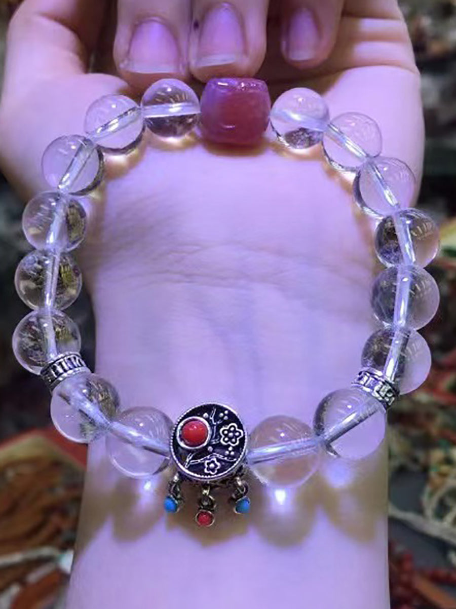 Frauen ethnischen weißen Kristall gewebt Armband KL1045