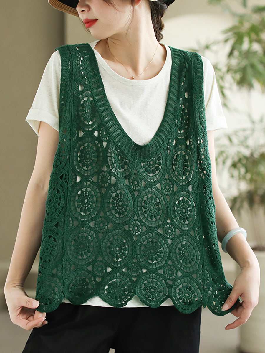 Artsy Strickweste mit V-Ausschnitt und Cutout für Damen AS1046