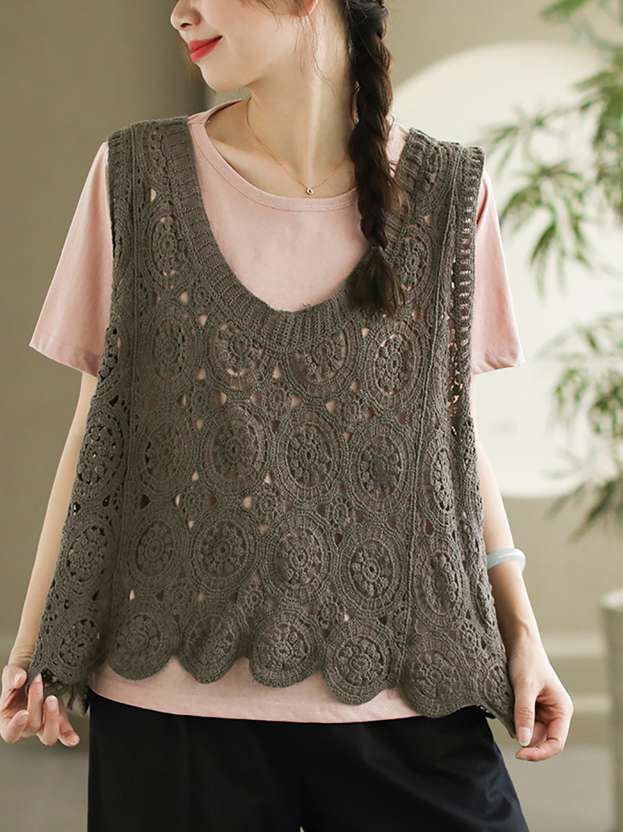Artsy Strickweste mit V-Ausschnitt und Cutout für Damen AS1046