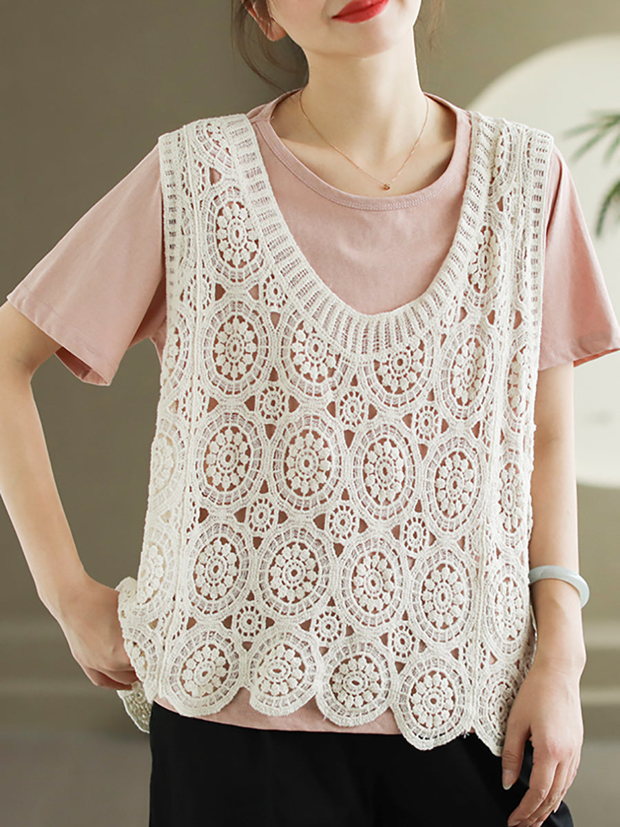 Artsy Strickweste mit V-Ausschnitt und Cutout für Damen AS1046