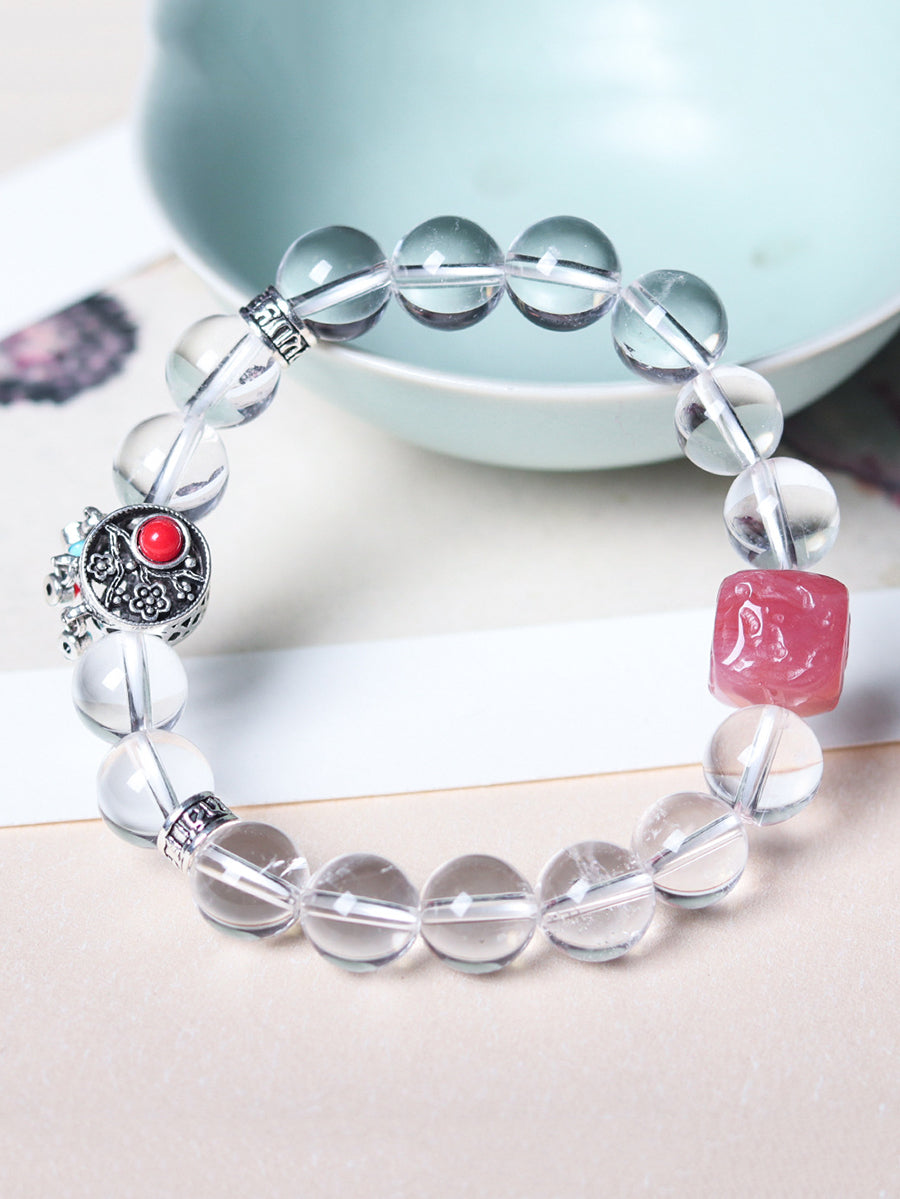 Frauen ethnischen weißen Kristall gewebt Armband KL1045
