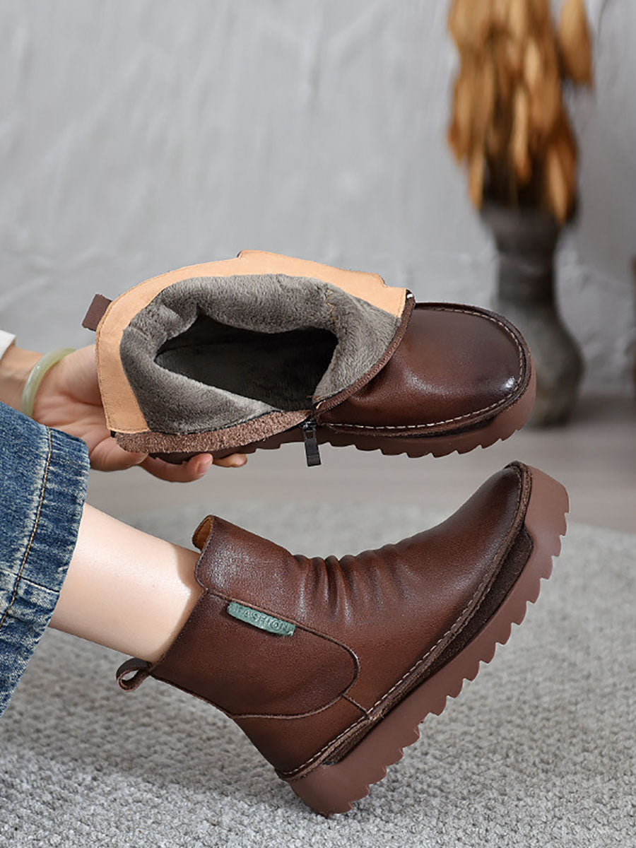 Damen Herbst Vintage Leder Gespleißte Stiefeletten BA1013