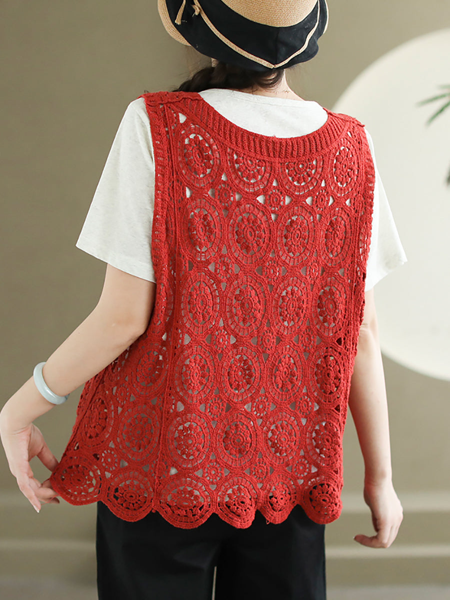 Artsy Strickweste mit V-Ausschnitt und Cutout für Damen AS1046