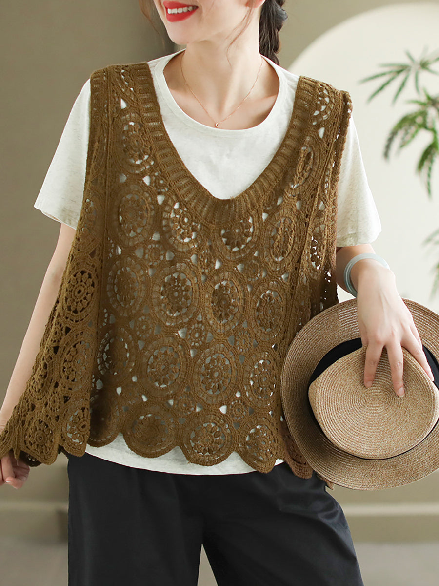 Artsy Strickweste mit V-Ausschnitt und Cutout für Damen AS1046