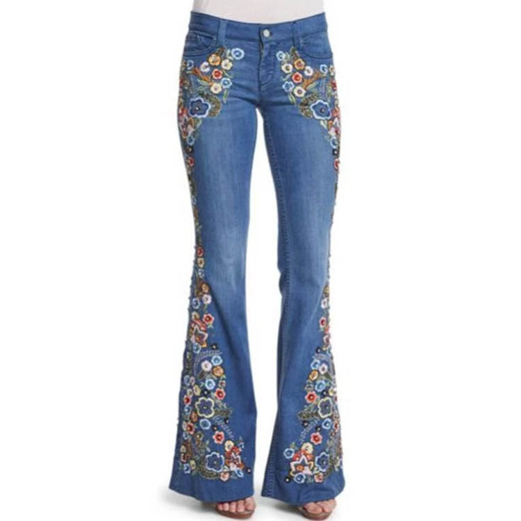 Blue Printed Casual Denim Jeans BB3