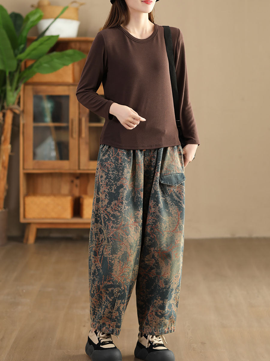 Pantalon sarouel décontracté en denim à bretelles pour femme, teinture par nouage, automne, AI1028