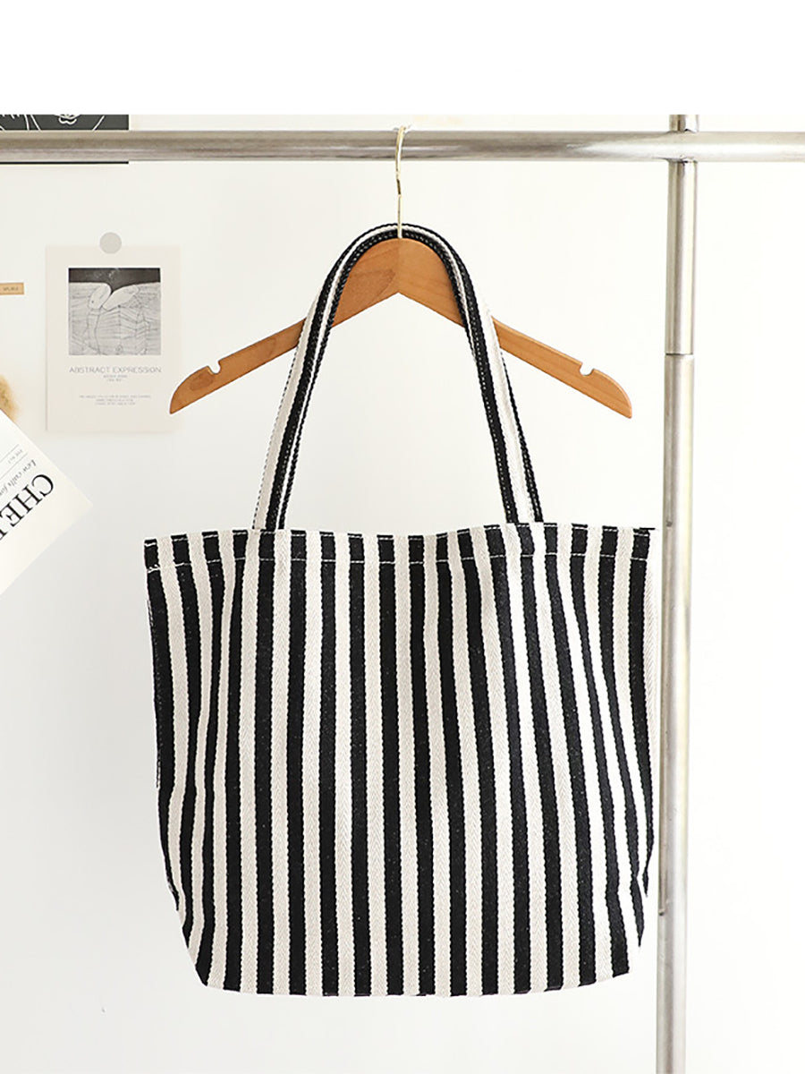 Casual Women Stripe Shoulder Canvas Bag