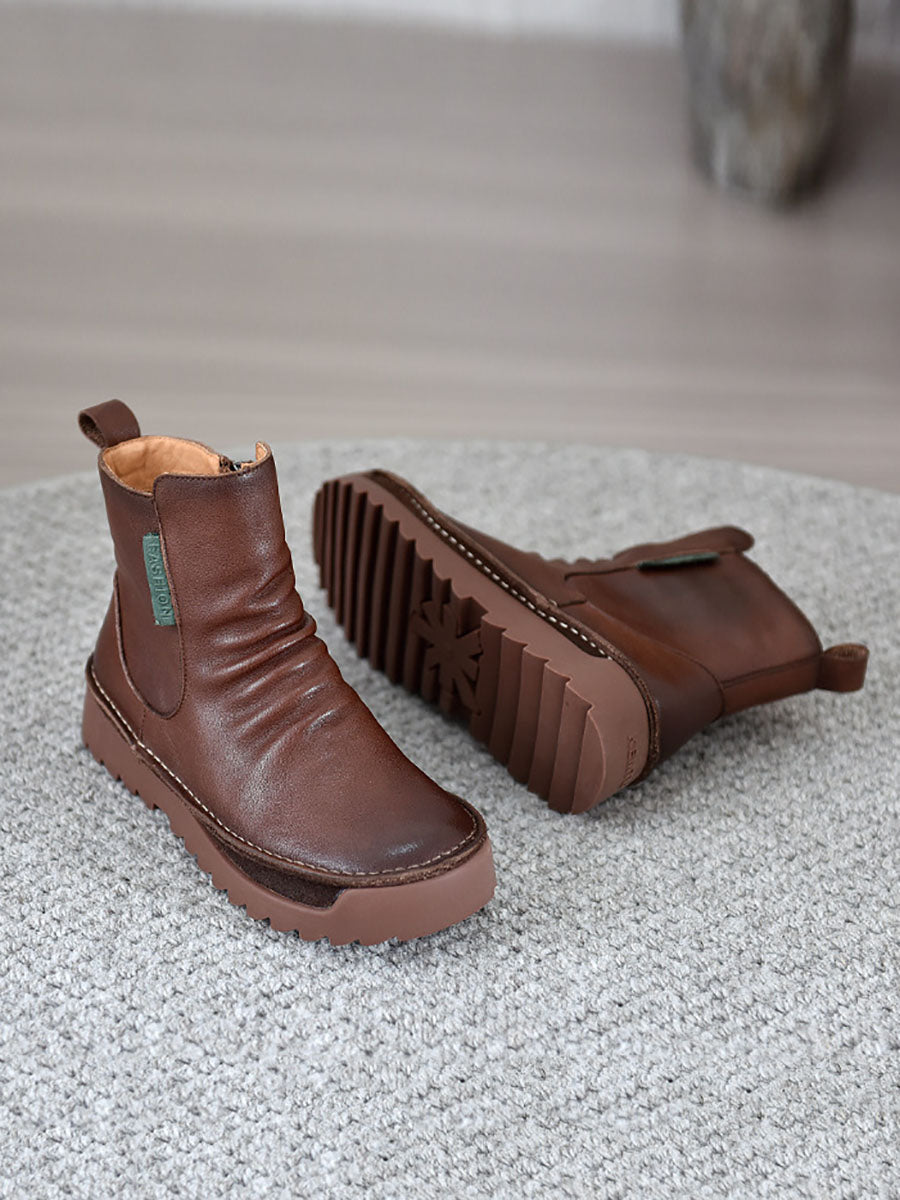 Damen Herbst Vintage Leder Gespleißte Stiefeletten BA1013