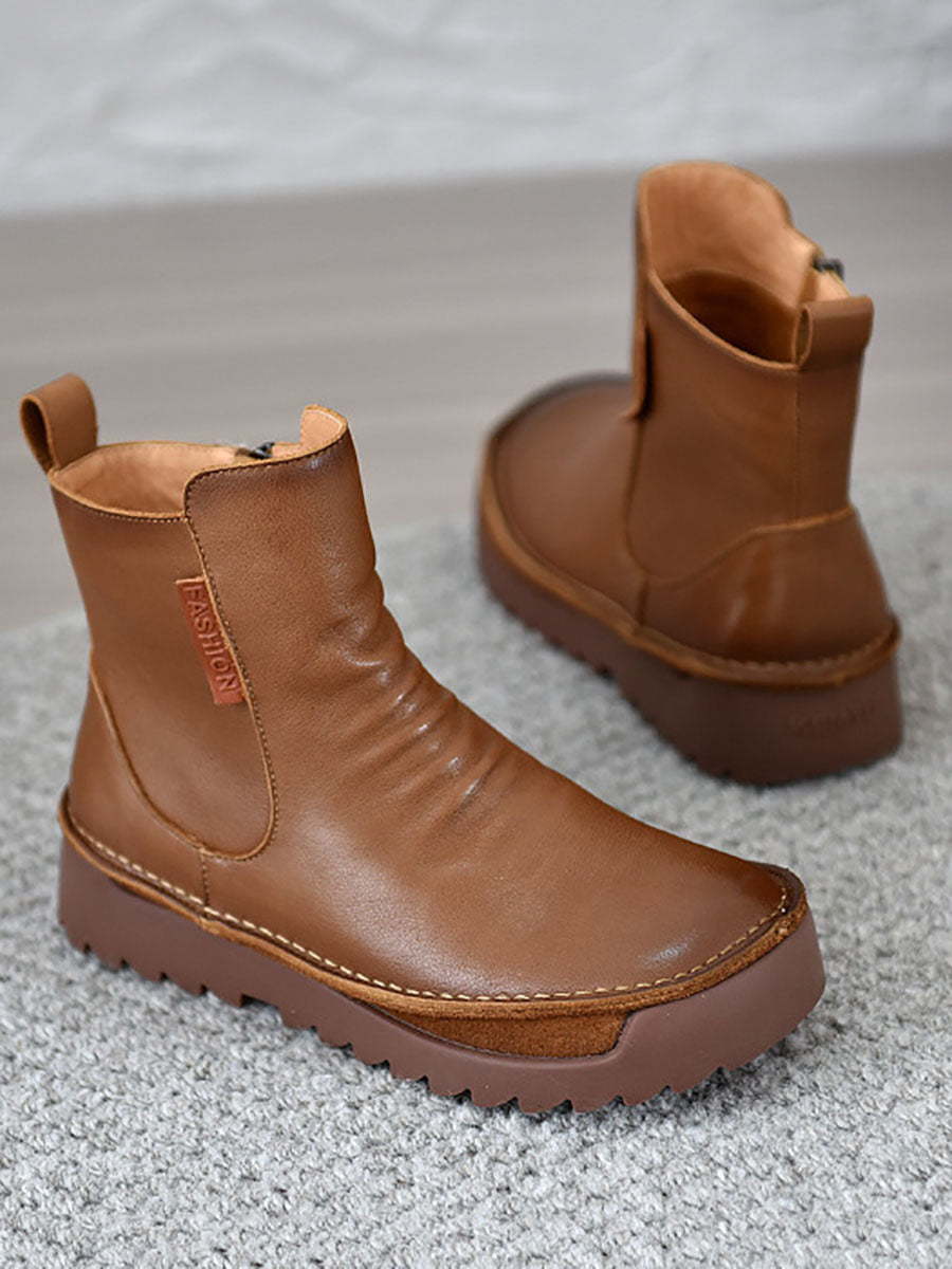 Damen Herbst Vintage Leder Gespleißte Stiefeletten BA1013