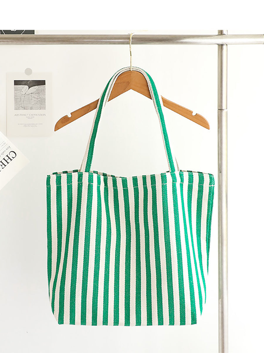 Casual Women Stripe Shoulder Canvas Bag