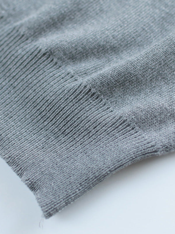 Pull noir à col rond et manches longues bouffantes en dentelle creuse et patchwork QX011