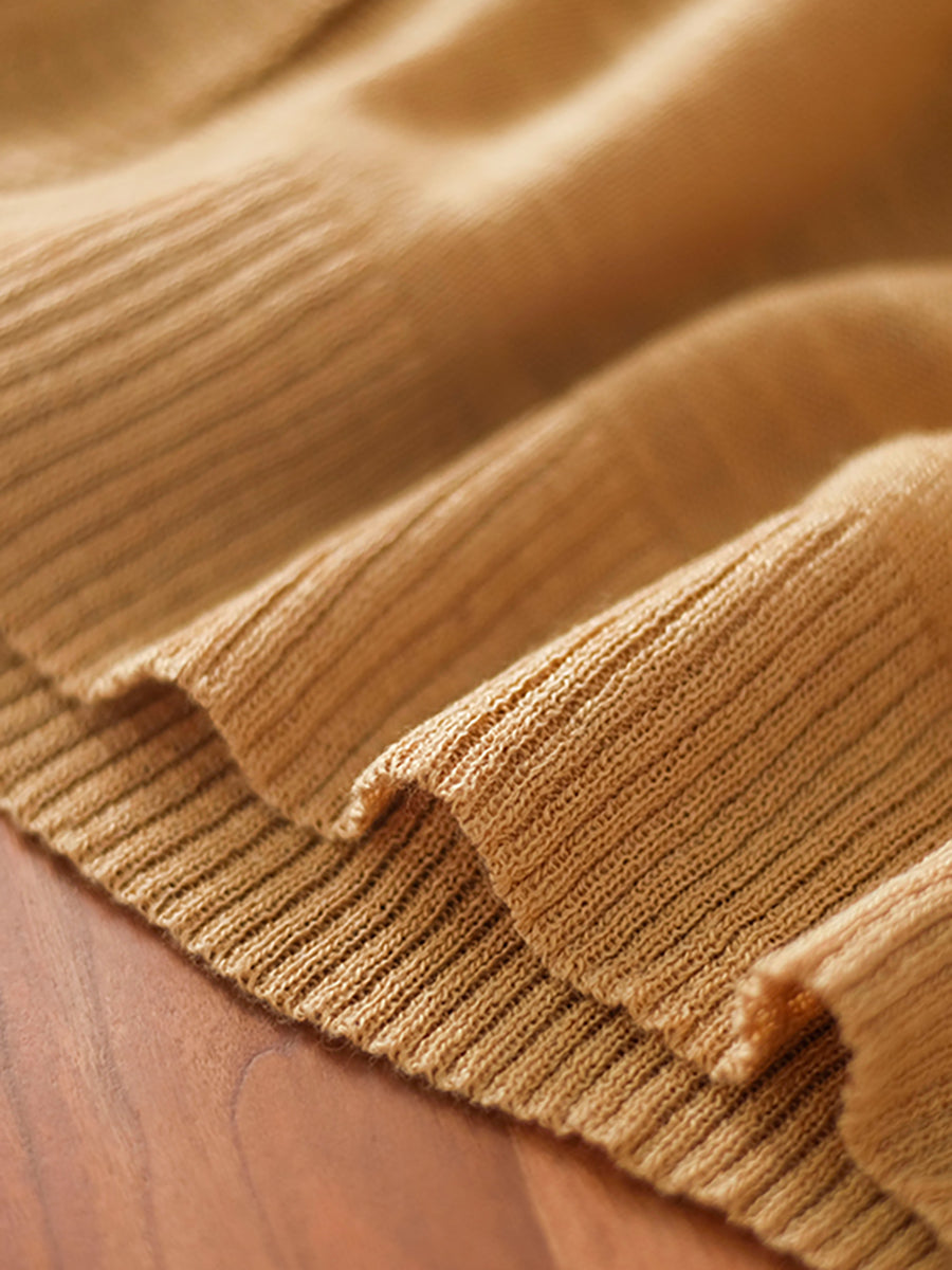 Übergröße Damen Sommer V-Ausschnitt Lässiges lockeres Strickhemd CC053