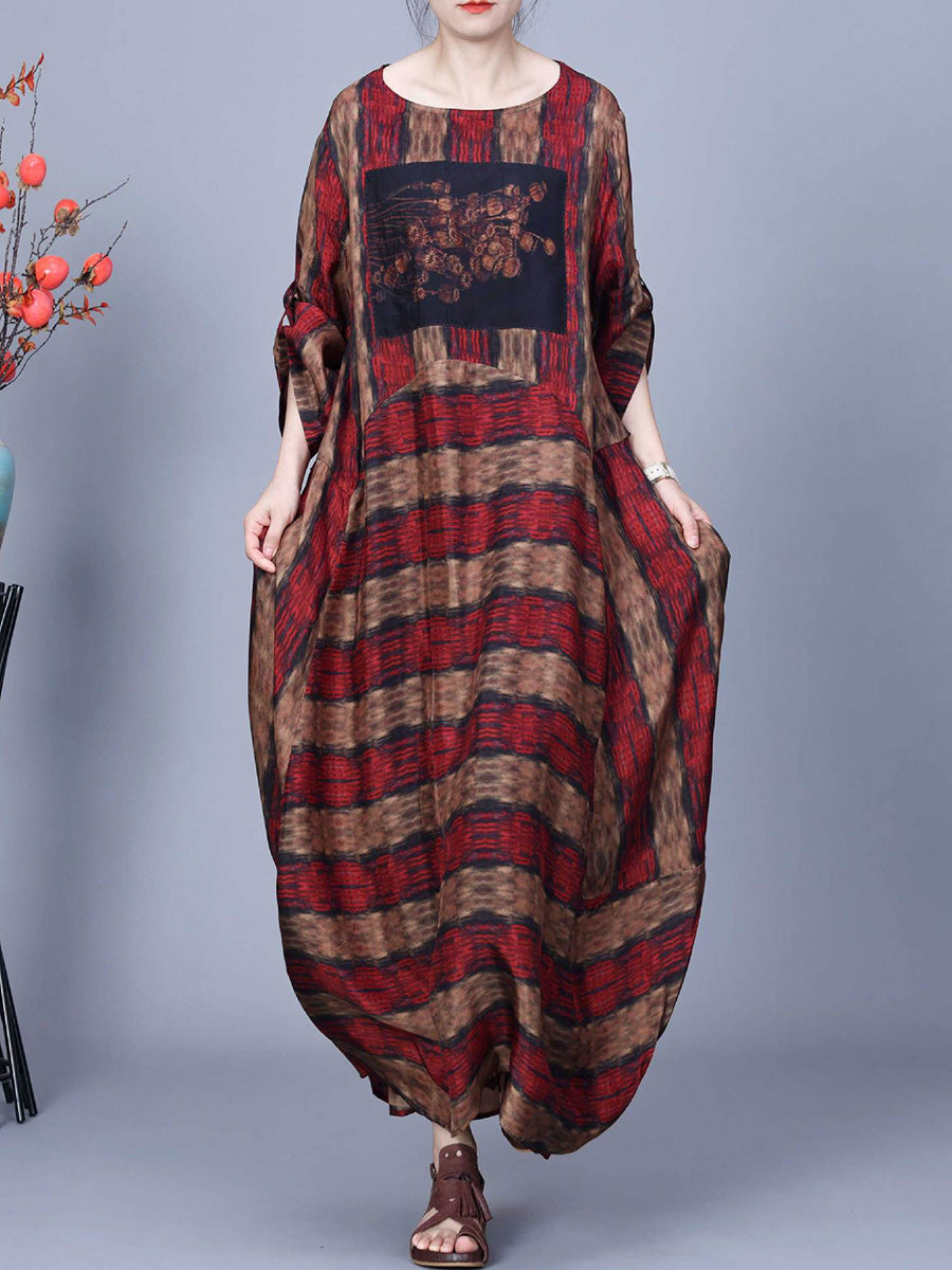 Damen Artsy Stripe Unregelmäßig gespleißtes Maxikleid CO1035