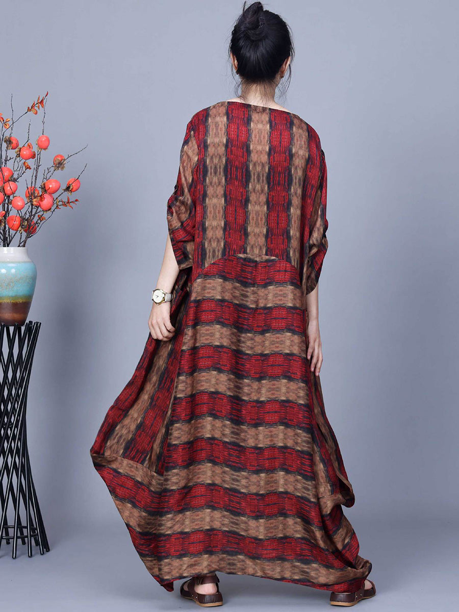 Damen Artsy Stripe Unregelmäßig gespleißtes Maxikleid CO1035