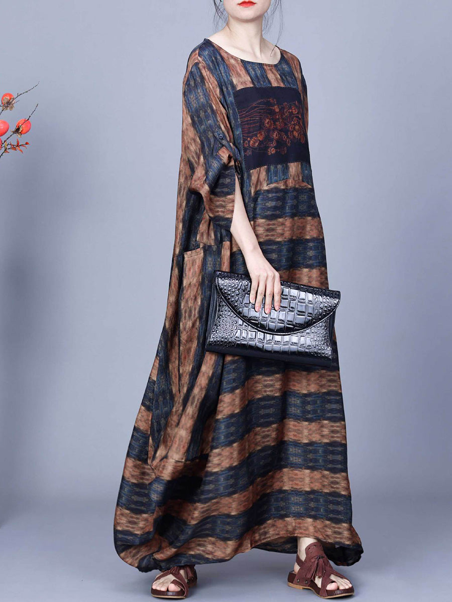 Damen Artsy Stripe Unregelmäßig gespleißtes Maxikleid CO1035