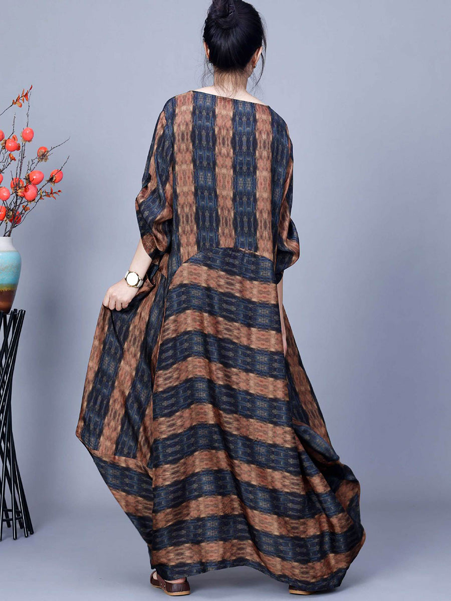 Damen Artsy Stripe Unregelmäßig gespleißtes Maxikleid CO1035