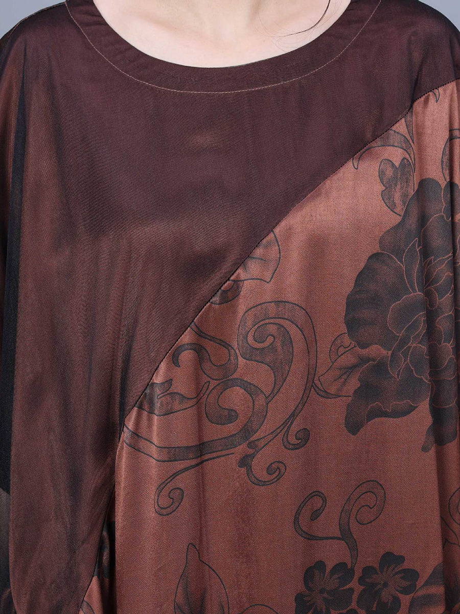 Damen Vintage Blumendruck Gespleißtes Sommer Maxikleid CO1046
