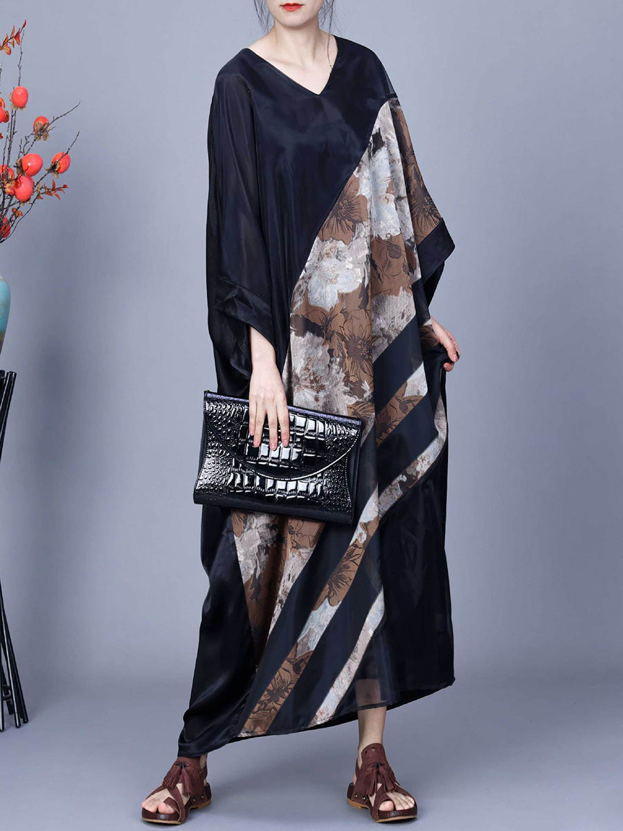 Damen Artsy Flower Unregelmäßig gespleißtes Sommer-Maxikleid CO1045