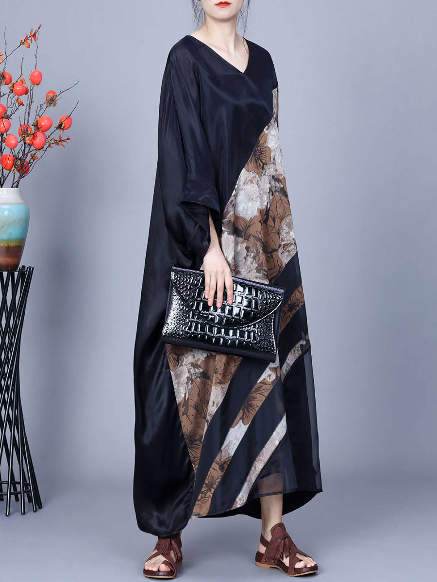 Damen Artsy Flower Unregelmäßig gespleißtes Sommer-Maxikleid CO1045