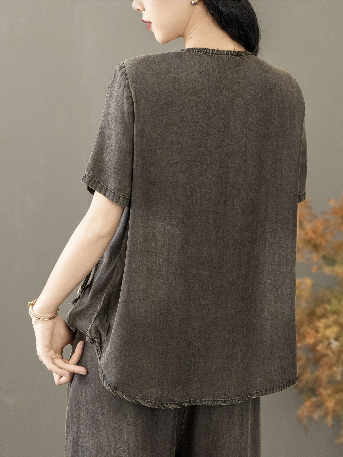 Chemise et pantalon vintage épissés d'été pour femmes PA1021