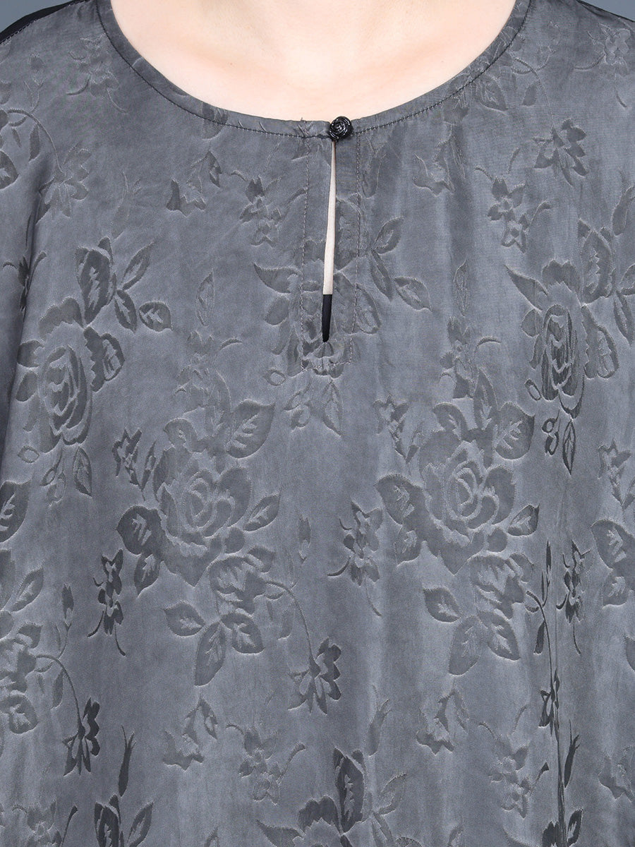 Women Summer Vintage Jacquard Spliced Irregular Hem Dress SC1053