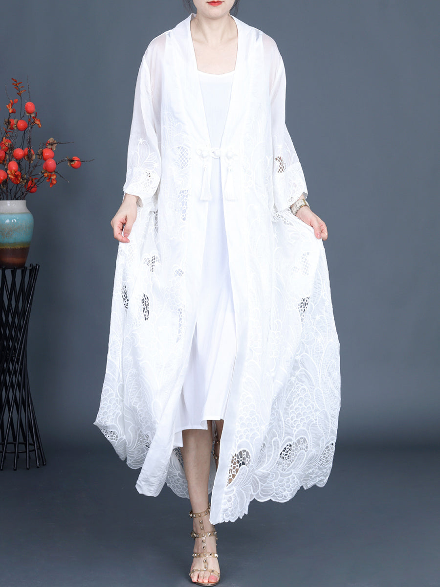 Frauen Sommer Vintage Ausschnitt Quaste Weste Kleid + Outwear KL1016