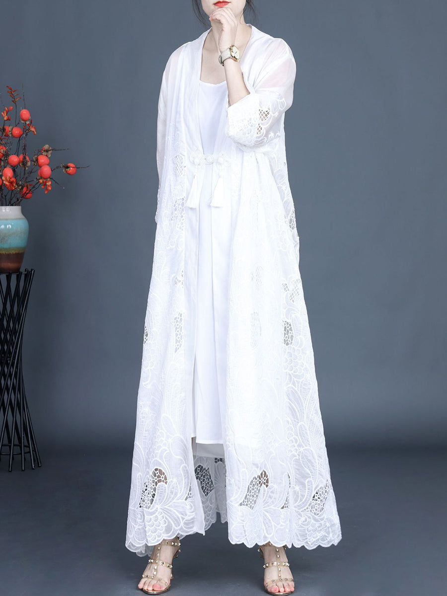 Frauen Sommer Vintage Ausschnitt Quaste Weste Kleid + Outwear KL1016