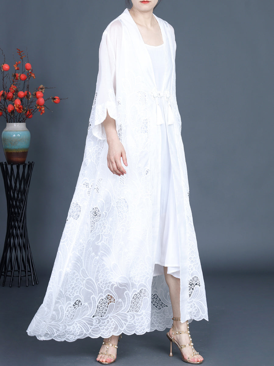 Frauen Sommer Vintage Ausschnitt Quaste Weste Kleid + Outwear KL1016