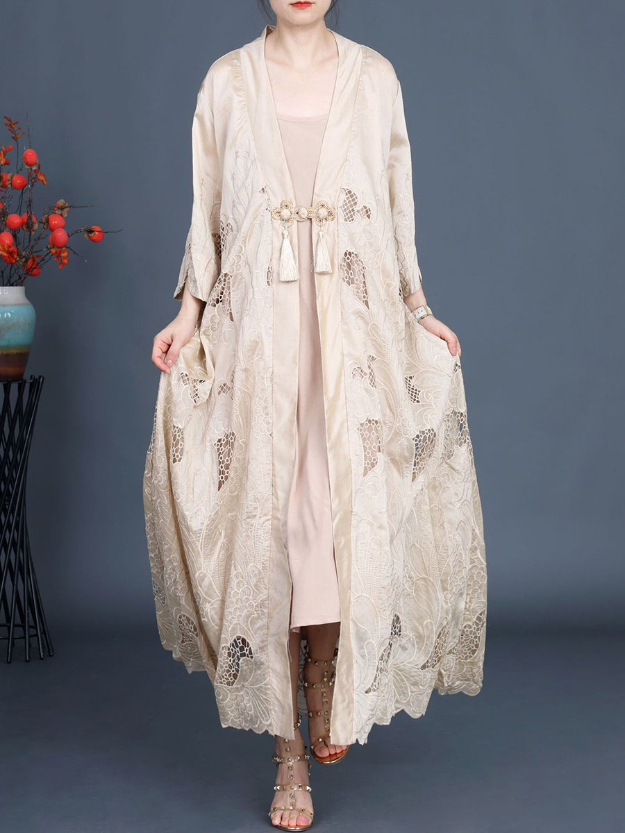 Frauen Sommer Vintage Ausschnitt Quaste Weste Kleid + Outwear KL1016