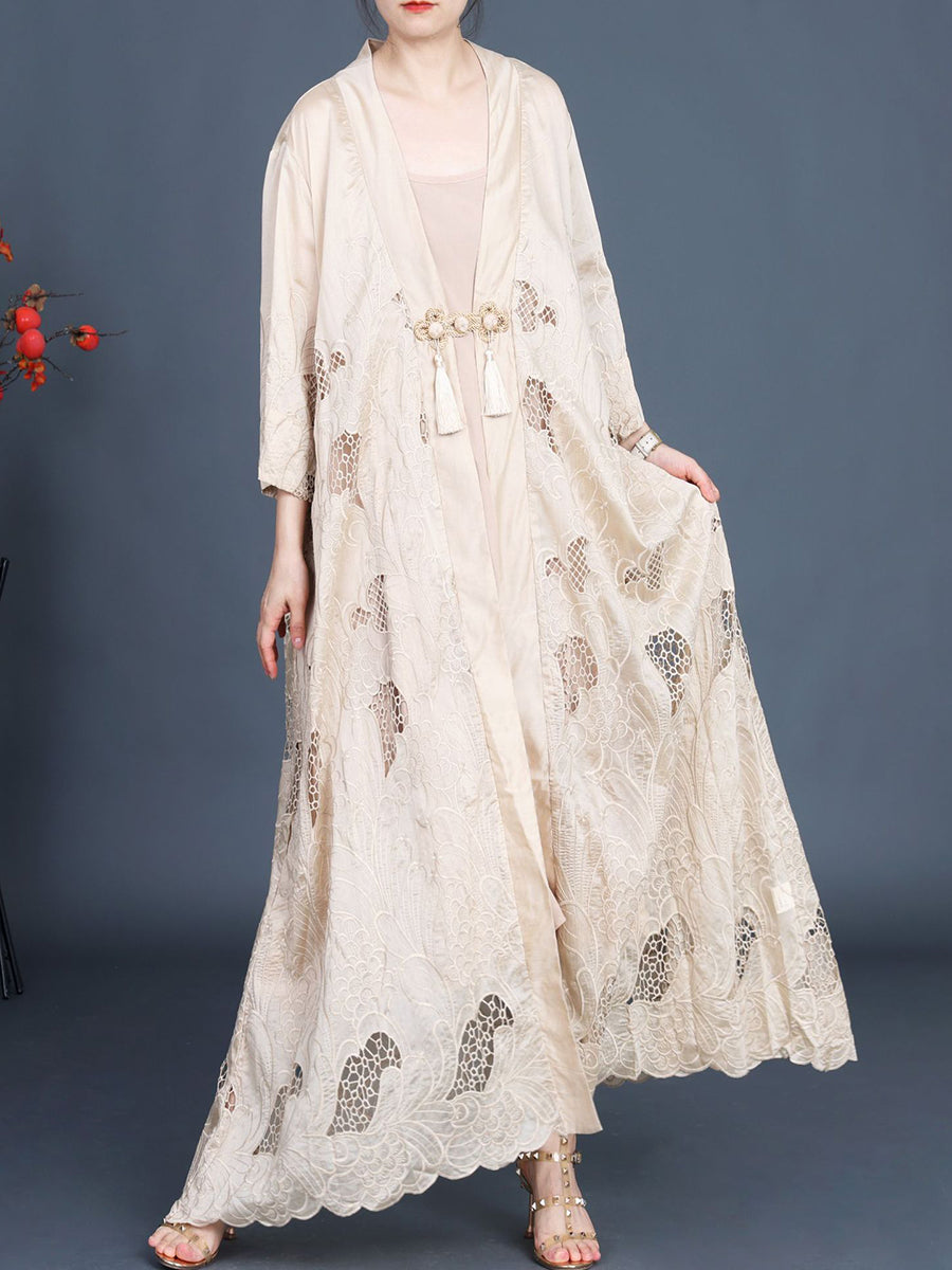 Frauen Sommer Vintage Ausschnitt Quaste Weste Kleid + Outwear KL1016