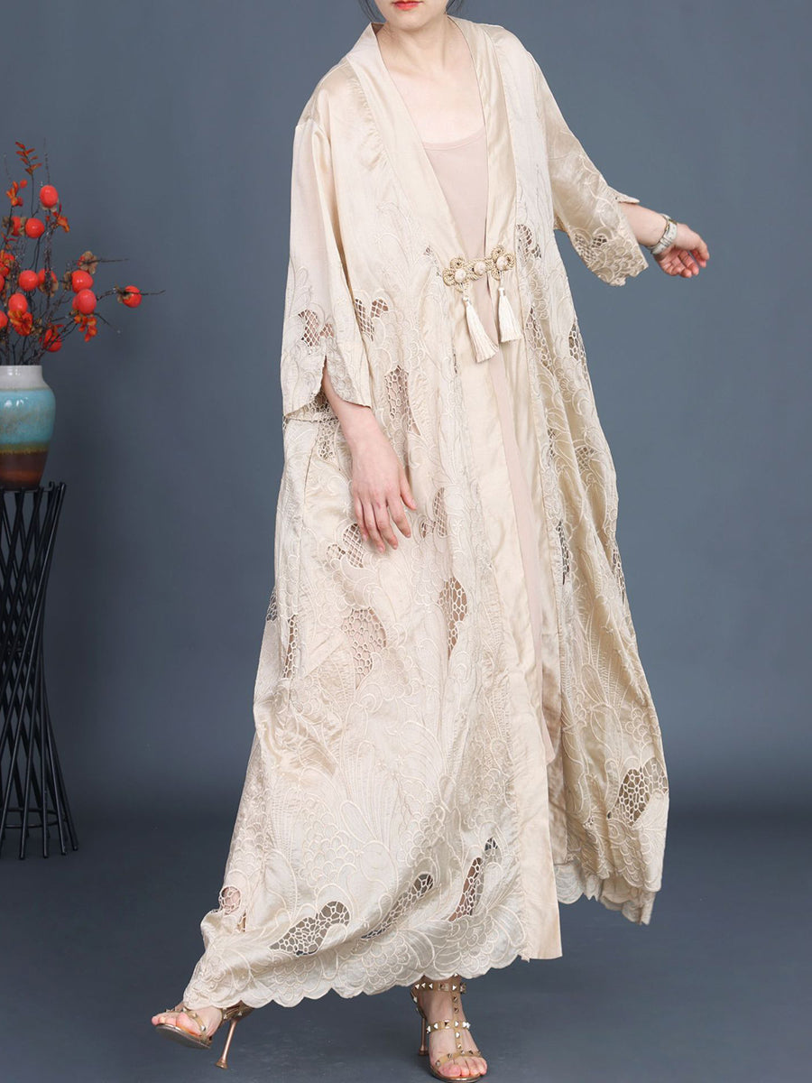 Frauen Sommer Vintage Ausschnitt Quaste Weste Kleid + Outwear KL1016
